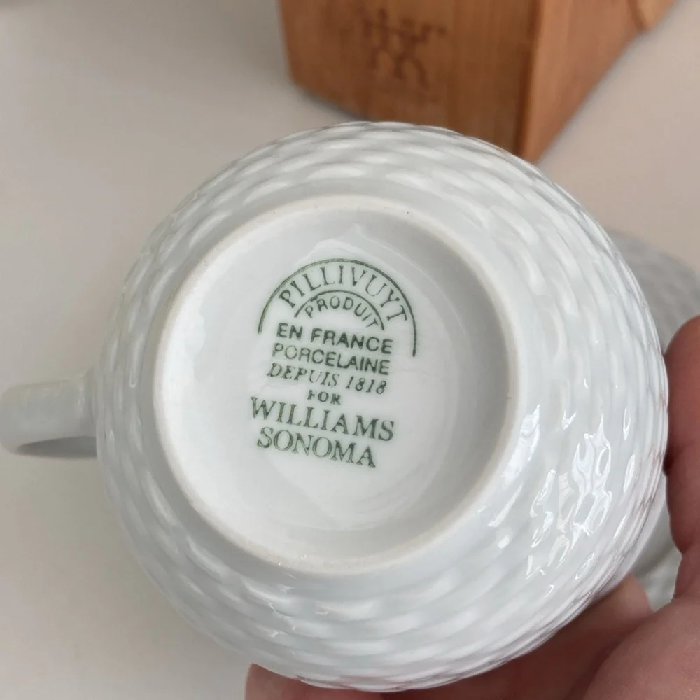 Williams Sonoma White Textured Mug and Saucer